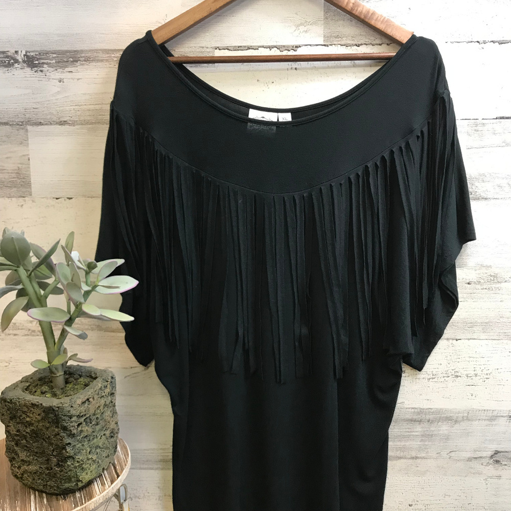Cowgirl Justice Blk Fringe Blouse [367b8]